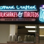 Bubba's sign touting their hand-crafted milkshakes & malts.